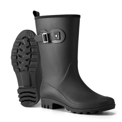 Женские водонепроницаемые дождевые сапоги HISEA до середины икры резиновые сапоги с пряжкой веллингтонские сапоги - Изображение 1 из 4