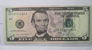 $5 2021 RADAR Fancy Serial Number Bill #28444482 Trinary Palindrome Uncirculated - Picture 1 of 13