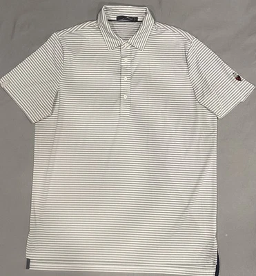 Мужская рубашка-поло RLX Ralph Lauren L в белую полоску Chevy Chase Club Golf Sport - Изображение 1 из 4