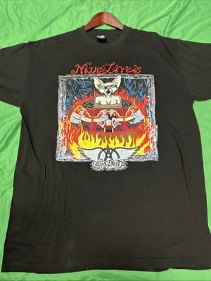 Authentic Vintage Aerosmith Nine Lives Tour 1997 2 side Black T shirt XL - Image 1 of 4