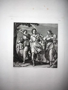 TRIONFO DI DIANA .Incisione originale 1842. CACCIA DEA ANIMALI - Imagen 1 de 1