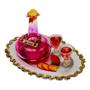 Vintage Brooke Tucker Wine Decanter & Cheese Artisan Dollhouse Miniature 1:12 - Picture 1 of 13