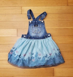 Jordache Denim & Butterflies Skirt Overalls Size 5X Girl's - Picture 1 of 6