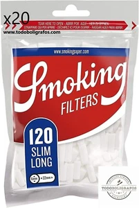 Filtri Smoking Slim long 6 x 22 mms. 2400 filtri . 20 bustine FREE SHIPP - Foto 1 di 3