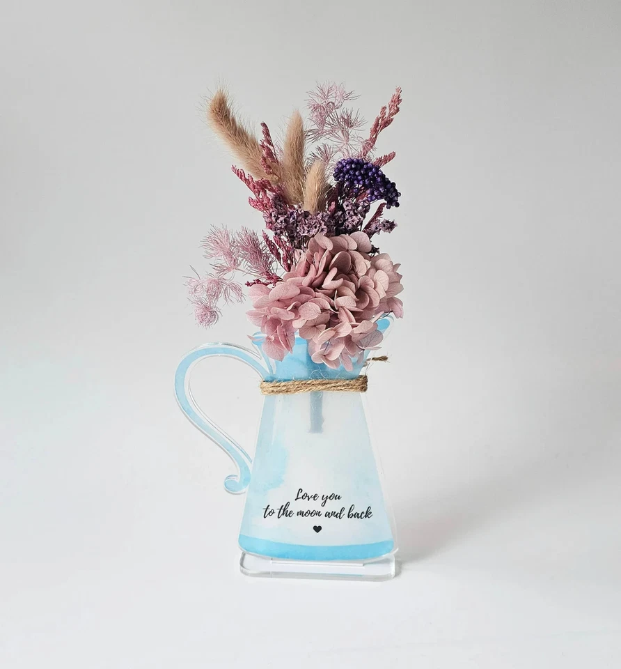 Personalized Vase with Dried Flower Posy – Custom Message, Rustic Home Deco Gift - Image 1 of 1