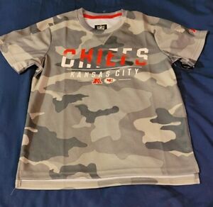 NFL Chiefs Team Apparel Logo T-Shirt Gray Camo Unisex Youth Kids medium 10/12 