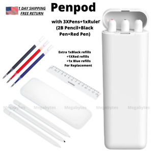 3 Colors Ballpoint Pens Penpod Portable Pencils Box For Student Office Supplies
