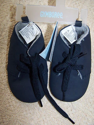 NWT GYMBOREE NAVY BLUE with Gray faux fur lining HI-TOP CRIB SHOES BOOTS Size 03 - Image 1 of 2