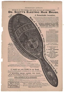 Cepillo de pelo eléctrico c1893 Dr Scott's anuncio charlatanería - Imagen 1 de 2