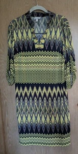 Donna Morgan Geometric Mixed Print Smock Shift Dress Bright Women’s Sz 14 Boho - Picture 1 of 7