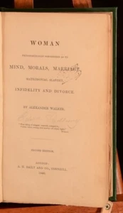 1840 Woman Physiologically Considered as to Mind Morals Magic Alexander Walker - Picture 1 of 6