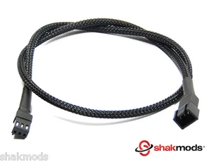 Shakmods 3 pin Fan Black Sleeved 60cm Computer Hand Sleeved Extension Cable UK - Picture 1 of 4