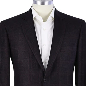 Cappotto sportivo uomo NUOVO Brioni ""Colosseo"" vino overcheck seta/cashmere 2 bottoni 44R - Foto 1 di 15