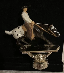 Vintage Cutting Horse & Male Rider Trophy Topper Competition 5” Tall - Picture 1 of 5