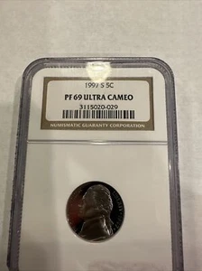 1997-S 5c NGC PF69 Ultra Cameo Proof Jefferson Nickel Certified NGC #3115020-029 - Picture 1 of 4