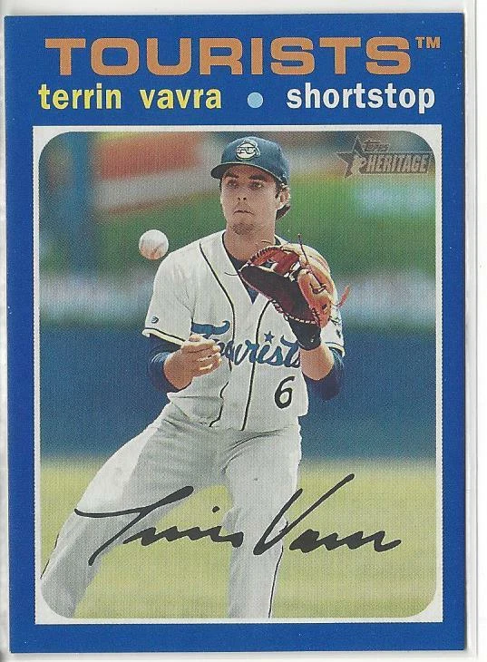 2020 Topps Heritage Minor League Terrin Vavra Blue Border Parallel SP #/99 - Image 1 of 1
