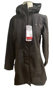 33,000ft Women M Long Black Jacket Hood Fleece Lined Waterproof Windbreaker NWT - Picture 1 of 24