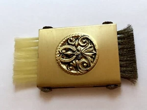 Brass Case Mini Brushes Double Retractable Slide Pocket Travel 3.5” 1oz Vintage - Picture 1 of 12