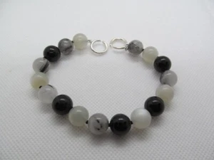 Authentic Tiffany & Co Picasso Moonstone Onyx Quartz Silver Bead Bracelet 8.5" - Picture 1 of 5