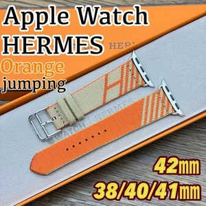 Apple Watch Bracelet Hermès Single Tour Jumping Orange 42/41/40/38 mm avec boite - Photo 1 sur 7