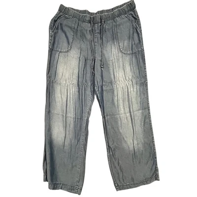 ANA женщина 2 X синий Lyocell шнурка широкие ноги повседневные брюки брюки плюс - Изображение 1 из 4