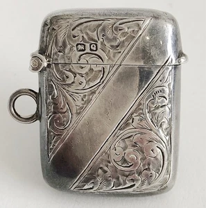 Antique Silver Vesta Case Match Safe .925 sterling Chester 1899 - Picture 1 of 7