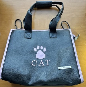 Small Treasures-Pet/Cat Carrier-Mesh Breathable with Handles- Black w/Pink Trim - Picture 1 of 16