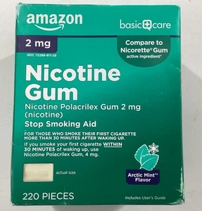 Amazon Basic Care Nicotine Polacrilex Gum, 2 mg Arctic Mint 220 pc. EXP 07/2025 - Picture 1 of 5