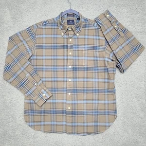 New England Shirt Company Hemd Herren XL braun blau kariert Button Down Made USA - Bild 1 von 7