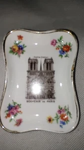 Vintage Porcelain Hand painted Norte Dame Limoges France Souvenir Plate 4inX3in - Picture 1 of 17