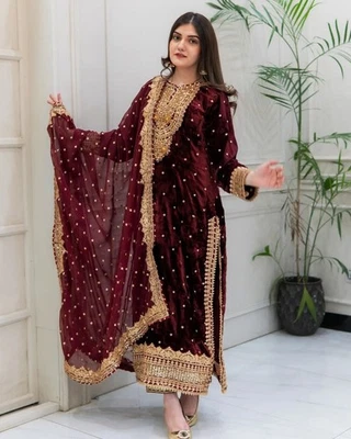 3 Piece Pakistani Dress Salwar Kameez Ready To Wear Suit Wedding Party Bollywood - Image 1 of 4