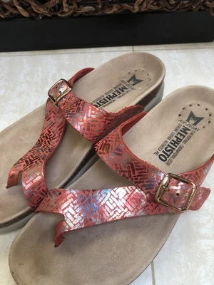 Mephisto Helen Toe Loop Sandals Coral/Orange EU 38 US 7.5/8 Women’s EUC‼️ - Image 1 of 4