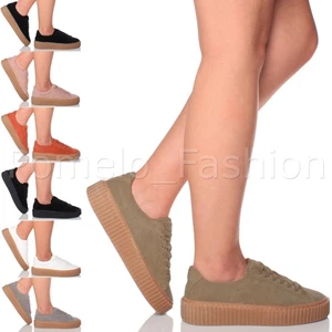MUJERES DAMAS GRUESAS PLATAFORMA PLANA ZAPATOS CON CORDONES ZAPATILLAS ENREDADERAS TALLA DE ZAPATO - Imagen 1 de 4