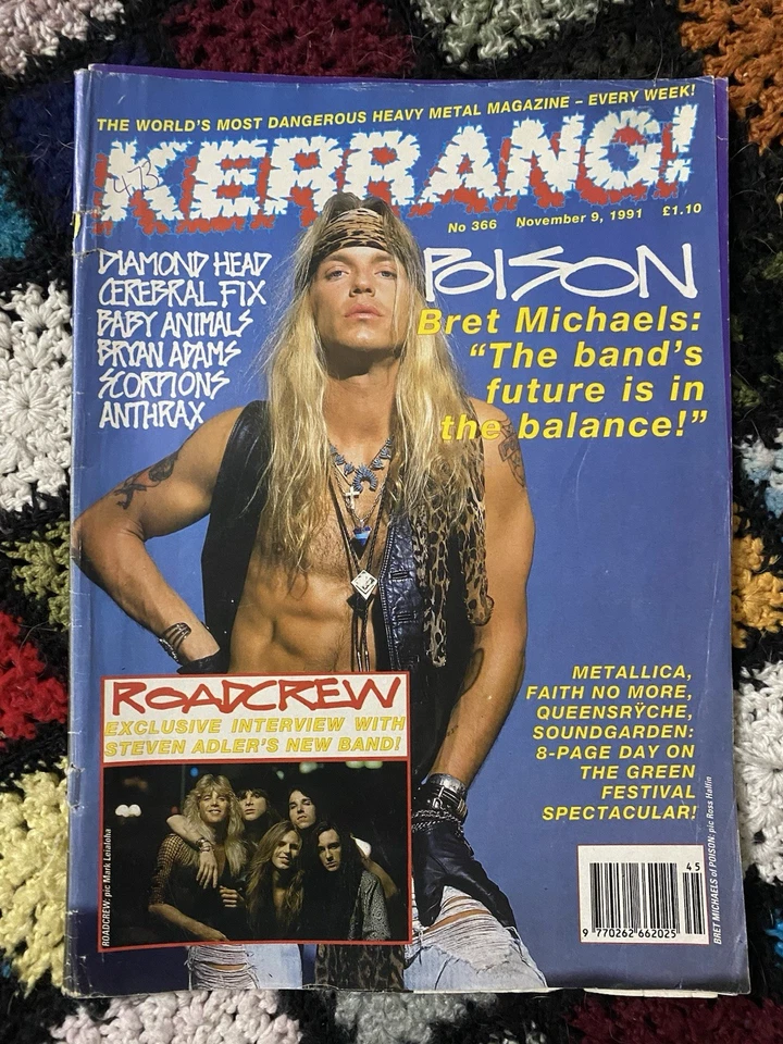 Kerrang! No 366 - Nov 1991 - Poison, Diamond Head, Cerebral Fix, Anthrax - Image 1 of 2