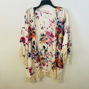 UMGEE Kimono Multicolor Floral Abierto Ligero Boho Cubre Flecos Dobladillo S - Imagen 1 de 6