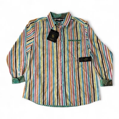 Todd Smith LL Cool J Long Sleeve Striped Button Up Shirt Large NWT - Image 1 of 4