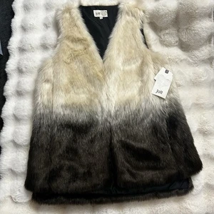 New Jolt  Womens SZ S Faux Fur Vest Jacket Ombre Vegan Vintage Lagenlook - Picture 1 of 12
