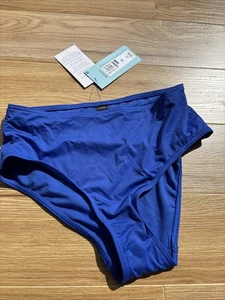 M&S Ladies High Waisted Bikini Bottom Blue Size 10 Brand New - Picture 1 of 3