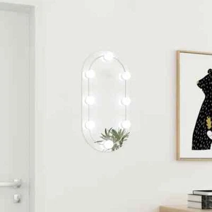 vidaXL Mirror with LED Lights 60x30 cm Glass Oval UK - Picture 1 of 11