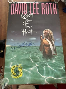 Vintage David Lee Roth Signed Poster Van Halen Crazy From The Heat Big Signature - Picture 1 of 4