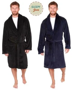 Men's Super Soft Gown Shawl Collar Luxury Robe Black Navy Sleepy Joes Gift Idea - Picture 1 of 9
