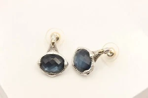 Rare Beautiful Blue topaz 18k Gold Judith Ripka Oval Drop Stud Earrings 585 925 - Picture 1 of 10