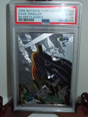 1995 BATMAN FOREVER METAL SILVER FLASHER #28 CAVE DWELLER PSA 10 GEM MINT POP 1 - Image 1 of 2