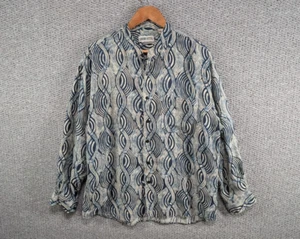 Vintage Diorvette Abstract Wave Funky Pattern Designer 100% Silk Button Shirt L - Picture 1 of 11