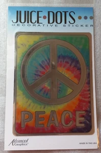 Tie-Dye Peace Symbol Sticker Juice Dots Decorative Approx 4" x 5" NEW IN PACKAGE - Picture 1 of 2