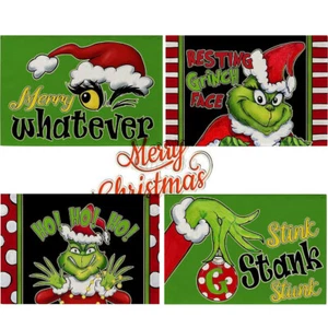 SALE - Christmas Grinch Placemats Table Mats New Year Xmas Christmas Decorations - Picture 1 of 14