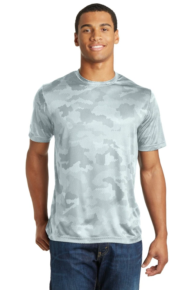 Camiseta Sport-Tek ST370 Para Hombres Manga Corta Dri-Fit Poliéster Camuflaje Hex Cuello Redondo Foto 1 de 1
