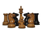 Ensemble d'échecs antiques en détresse Morphy Cooke 4,4" Reproduction 1849 en bois d'ébène