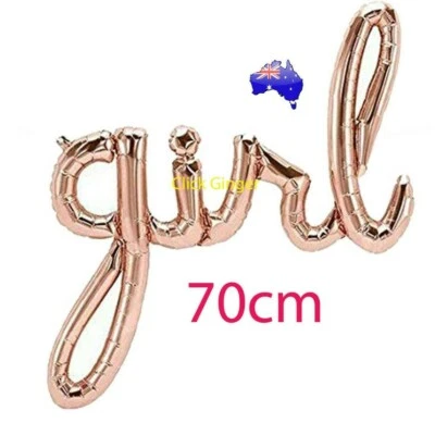 Girl Script Word Foil Balloon Rose Gold Baby Shower Birth Decoration 60cm - image 1 of 3