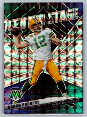 Aaron Rodgers 2021 Panini Mosaic Center Stage Silver Mosaic Prizm SP #CS6 TC6010 - Image 1 of 2